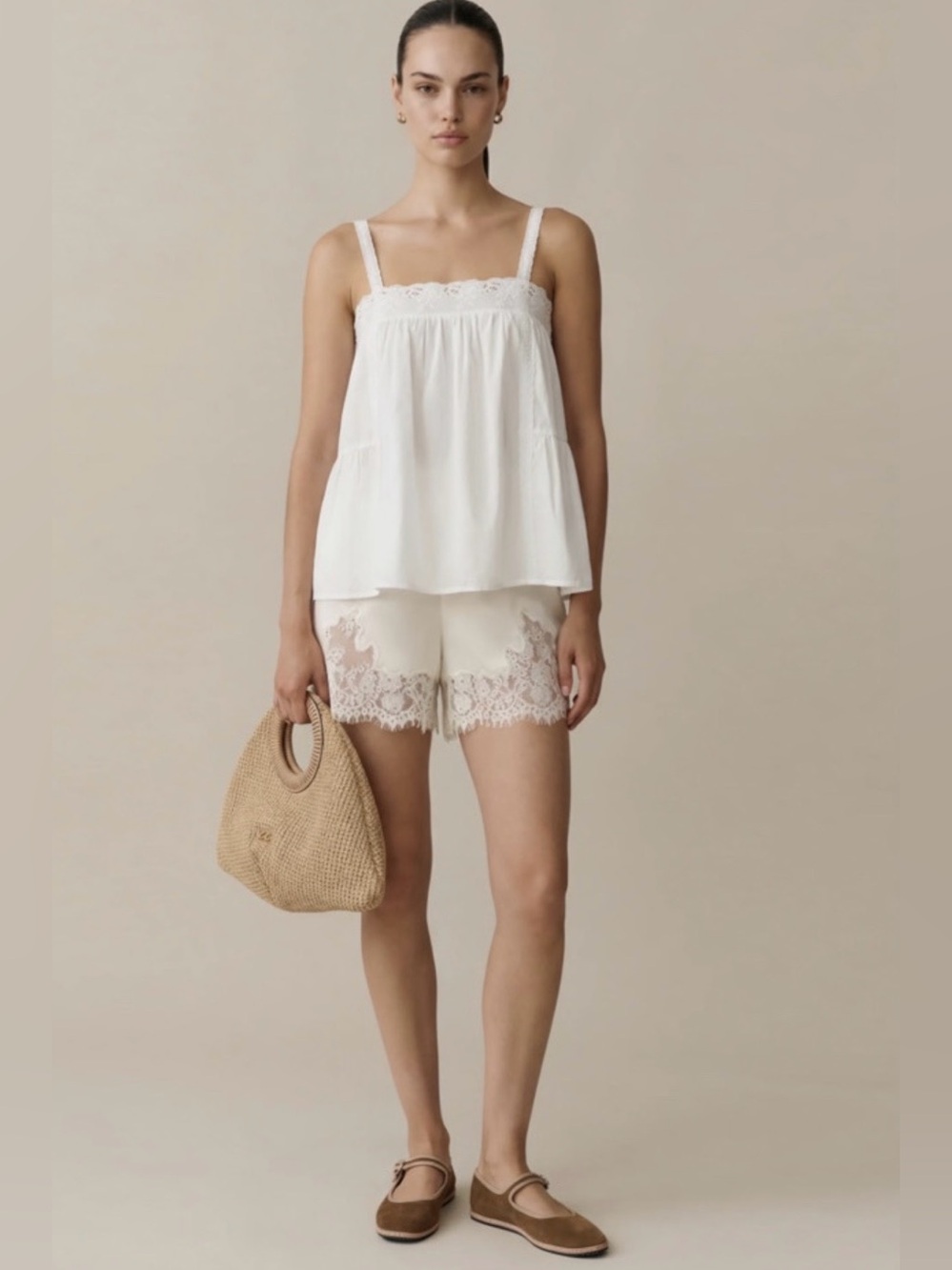 Kourt Slyvette Cotton Eyelet Lace Babydoll Top White S NWT